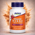 Vitamine D3 & K2 1000IU/45mcg 120 Capsules - Santé Cardiovasculaire